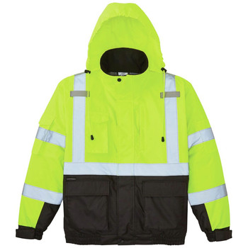 Klein Tools 60364 Reflective Winter Bomber Jacket - Large, High-Visibility Yellow/Black