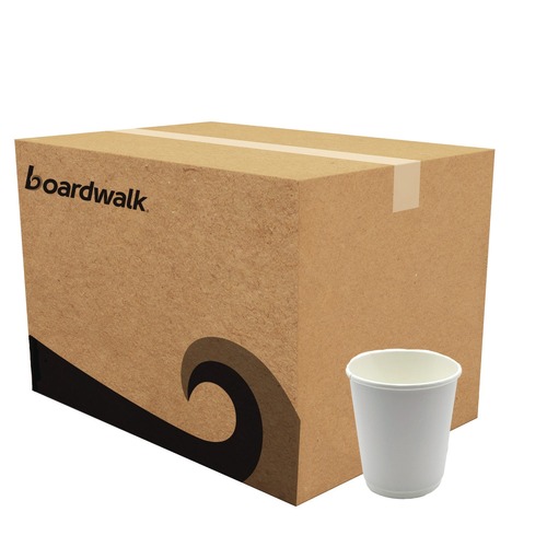 Food Service | Boardwalk BWKDW8HCUPPK 8 oz Double-Walled Paper Hot Cups - White (25/Pack) image number 0