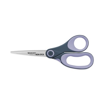 Westcott 8 in. Non-Stick Straight Titanium Bonded Scissors - Gray/Purple