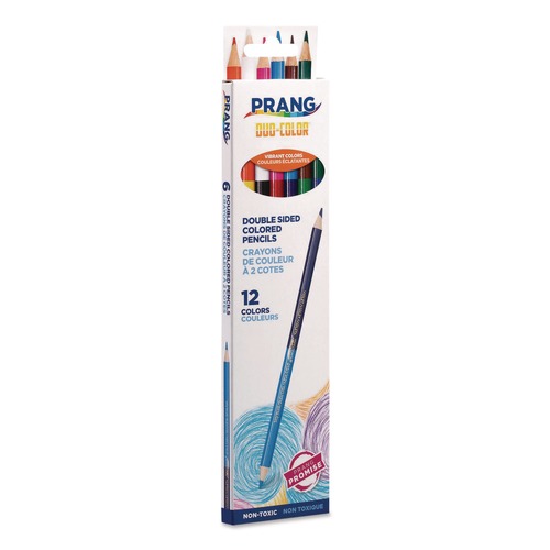 Pencils | Prang 22106X0002 3 mm 2B (#2) Duo-Color Colored Pencil Sets - Assorted Lead, Assorted Barrel (6/Pack) image number 0