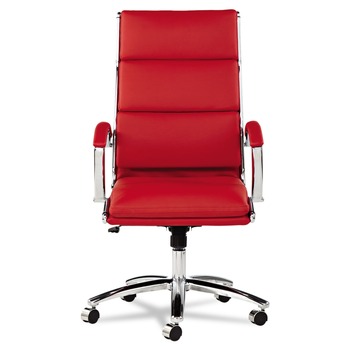 Alera ALENR4139 Alera Neratoli Series Highback Swivel/tilt Chair, Red Soft Leather, Chrome Frame
