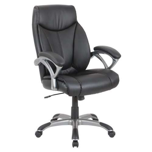 Office Chairs | Alera ALEFD41B19 18.62 in. to 22.56 in. Seat Height Fulford Bonded Leather High-Back Managers Chair Supports 275 lbs. - Black Seat/Back, Silver Base image number 0