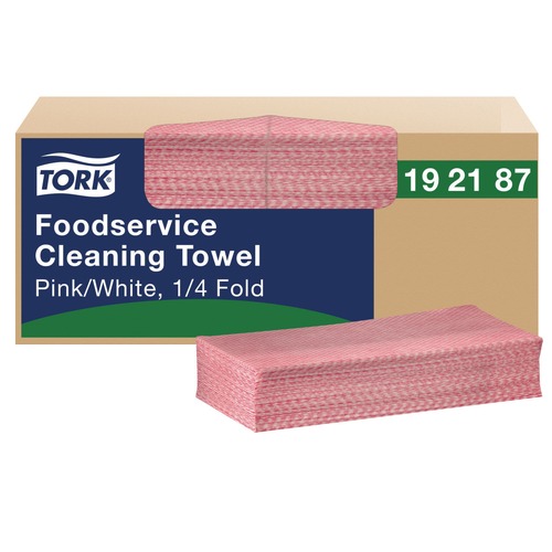 New Year New Savings! Save $25 off $150 | Tork 192187 1-Ply 6 x 10.75 Foodservice Cleaning Towel - Pink (1/Carton) image number 0