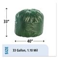 Trash Bags | Stout by Envision G3340E11 Controlled Life-Cycle 33 in. x 40 in. 1.1 mil. 33 Gallon Plastic Trash Bags - Green (40/Box) image number 4