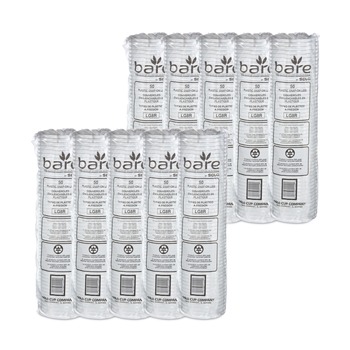 SOLO LG8R-0090 Bare Eco-Forward ProPlanet Seal RPET Plastic Deli Container Recessed Lids Fits 8 oz. Volume Capacity - Clear (50/Pack, 10 Packs/Carton)