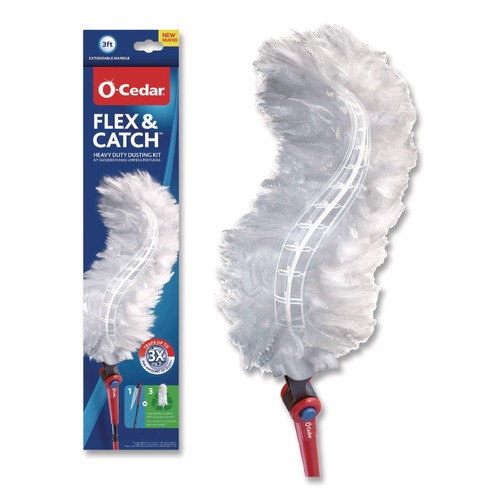  | O-Cedar 172148EA 1 Duster Wand and 3 Refills Flex and Catch Heavy-Duty Dusting Kit image number 0