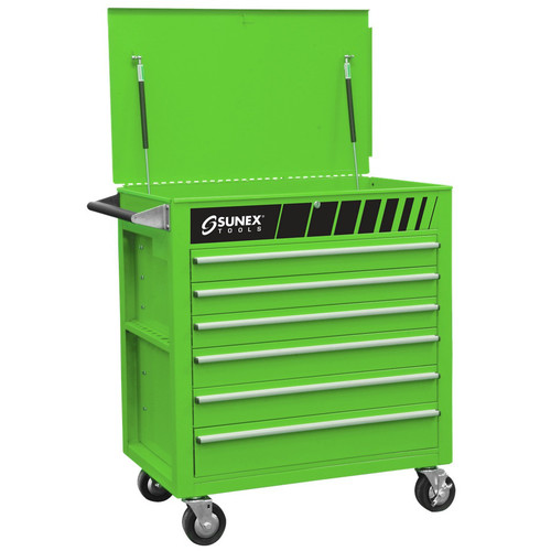Tool Carts | Sunex 8057G Premium Green Full Drawer Service Cart image number 0