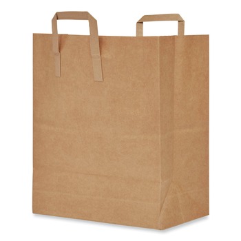 Paper Bags & Sacks 12 in. x 7 in. x 17 in. 1/7 BBL Size Flat Handles Bag - Kraft (300/Bundle)