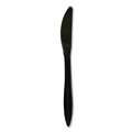 Food Service | Boardwalk BWKKNIFEBLPP Mediumweight Polypropylene Plastic Knife Cutlery - Black (1000/Carton) image number 1