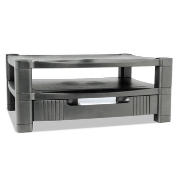 OFFICE CARTS AND STANDS | Kantek MS480 Two-Level Monitor Stand, 17-in X 13.25-in X 3.5-in To 7-in, Black, Supports 50 Lbs