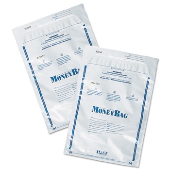 PM Company 9 in. x 12 in. Plastic Tamper-Evident Deposit Bag - White (100/Pack)