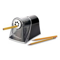 Office Jansan | Westcott 15509 5 in. x 7.5 in. x 7.25 in. AC-Powered iPoint Evolution Axis Pencil Sharpener - Black/Silver image number 2