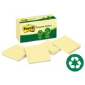  | Post-it Greener Notes 654-RP-YW 3 in. x 3 in. Original Recycled Note Pads - Canary Yellow (100 Sheets/Pad, 12 Pads/Pack) image number 1
