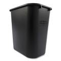 Trash Cans | Rubbermaid Commercial FG295600BLA 7-Gallon Rectangular Deskside Wastebasket - Black image number 2
