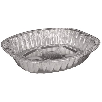 Handi-Foil 14.43 in. x 3.12 in. x 17.68 in. 272 oz. Giant Rack Aluminum Roaster Pan - Silver (100/Carton)