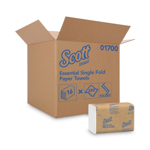 Cleaning & Janitorial Supplies | Scott 01700 9.3 in. x 10.5 in. Essential Single-Fold Towels (4000/Carton) image number 0