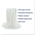 Mops | Boardwalk BWK2020RCT No. 20 Rayon Cut-End Wet Mop Head - White (12/Carton) image number 8