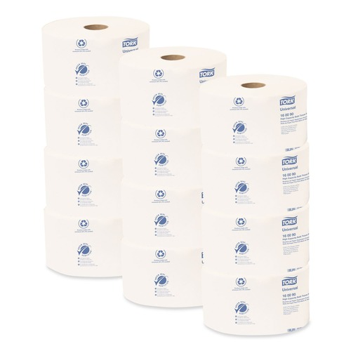 Toilet Paper | Tork 160090 Universal 2-Ply Septic Safe High Capacity Bath Tissue w/OptiCore - White (12/Carton) image number 0