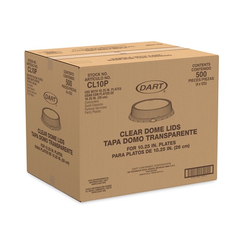 Bulk Savings Pricing 3 | Dart CL10P Plastic Dome Covers fit 10 in. Disposable Plates - Clear (500/Carton) image number 0