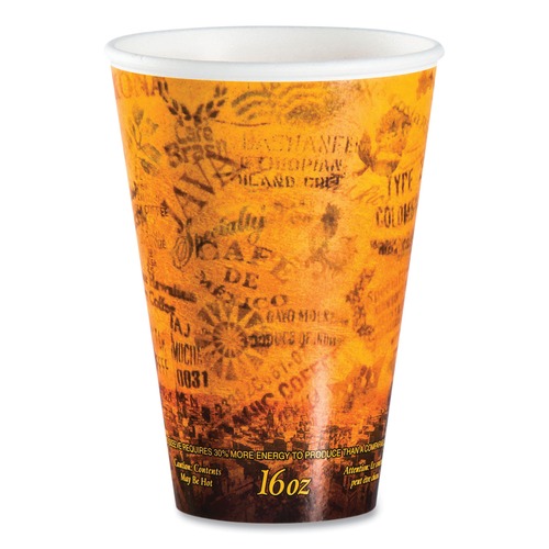 Just Launched | Dart 16U16ESC Stock Printed Escape 16 oz. Foam Hot/Cold Cups - Brown/Black (1000-Piece/Carton) image number 0