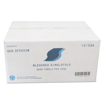 GEN GENSF5000W 9 in. x 9.45 in. Single-Fold Paper Towels - White (12 Packs/Carton, 334/Pack)