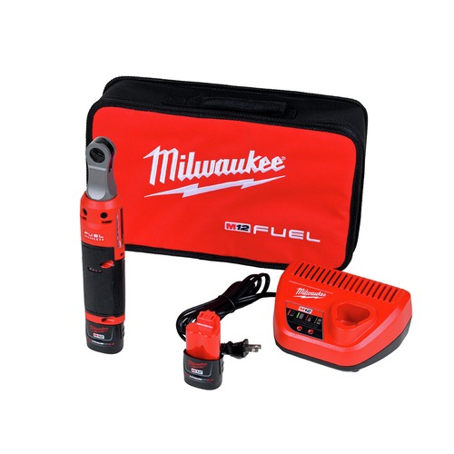 Cordless Ratchets | Milwaukee 2566-22 M12 FUEL Brushless Lithium-Ion 1/4 in. Cordless High Speed Ratchet Kit with 2 Batteries (2 Ah) image number 0