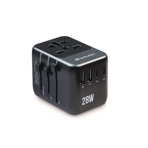 Office Electronics & Batteries | Verbatim 32122 UTA-07 3-USB-A/3-USB-C Universal Travel Adapter image number 0