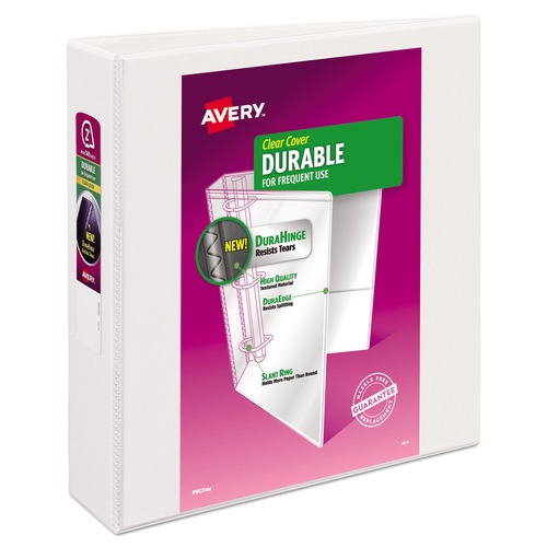 Office Jansan | Avery 17032 3 Slant Rings 2 in. Capacity 11 in. x 8.5 in. Durable View Binder with DuraHinge - White image number 0