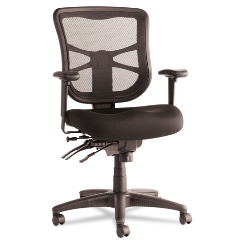 Office & Office Supplies | Alera ALEEL42ME10B 17.7 in. to 21.4 in. Seat Height Elusion Series Mesh Mid-Back Prem Fabric Multifunction Chair Supports Up to 275 lbs. - Black image number 0