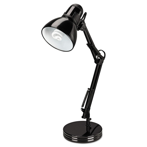  | Alera ALELMP603B 6.75 in. W x 11.5 in. D x 22 in. H Adjustable Arm Architect Desk Lamp - Black image number 0