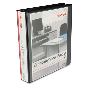 Universal 3 Rings 1.5 in. Capacity Economy Round Ring View 11 in. x 8.5 in. Binder - Black
