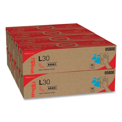 All-Purpose Cleaners | WypAll 5800 9-4/5 in. x 16-2/5 in. POP-UP Boxes L30 Towels (8 Boxes/Carton, 100 Sheets/Box) image number 0