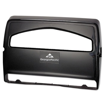 PRODUCTS | Georgia Pacific Professional 57748 16.38 in. x 2.5 in. x 11.75 in. Safe-T-Gard Toilet Seat Cover Half-Fold Dispenser - Black