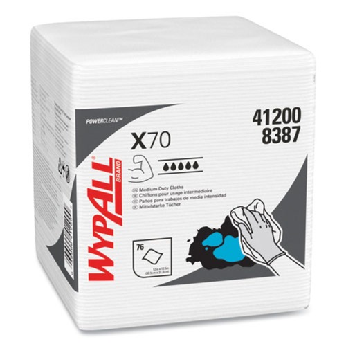 Cleaning & Janitorial Supplies | WypAll 41200 X70 1/4-Fold 12-1/2 in. x 12 in. Cloths - White (76/Pack 12 Packs/Carton) image number 0