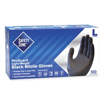 Safety Zone ProGuard Powder Free Nitrile Gloves - Large Black (1000/Carton)