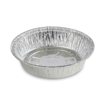 Boardwalk 7 in. x 1.46 in. 24 oz. Round Aluminum To-Go Containers - Silver (500/Carton)