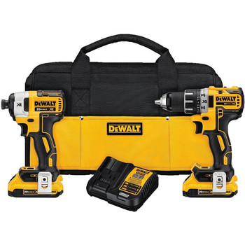 Factory Reconditioned Dewalt 20V MAX XR Brushless Lithium-Ion 1/2 in. Cordless Drill/Driver and Impact Driver Combo Kit with 2 Batteries (2 Ah)