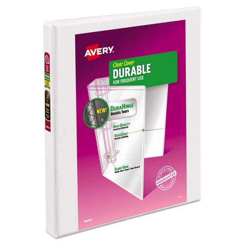 Customer Appreciation Sale - Save up to $60 off | Avery 17002 Durable 0.5 in. Capacity 11 in. x 8.5 in. 3 Ring View Binder with DuraHinge and Slant Rings - White image number 0