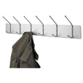 Office Jansan | Safco 4162 36 in. x 3-3/4 in. x 7 in. Six Ball-Tipped Double-Hooks Metal Wall Rack - Satin Metal image number 1