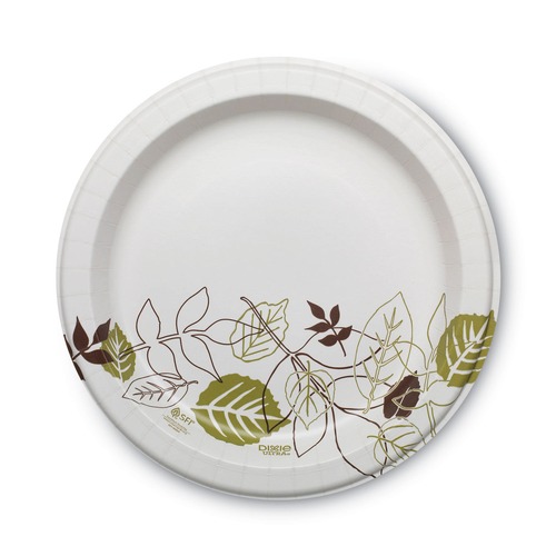 Bowls and Plates | Dixie SXP10PATH Pathways Soak Proof Shield Heavyweight 10-1/8 in. Paper Plates - Green/Burgundy (125/Pack) image number 0
