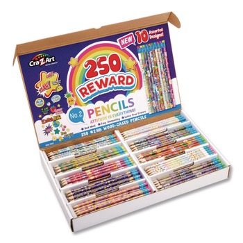 Cra-Z-Art No. 2 Pencils Motivational Classpack - Black Lead/Assorted Barrels (250/Set)