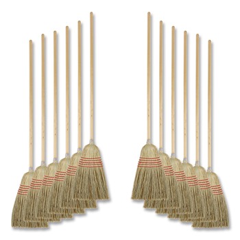 Boardwalk 56 in. Yucca/Corn Fiber Bristles Parlor Broom - Natural (12/Carton)