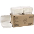 Food Trays, Containers, and Lids | Pactiv Corp. YMCH0901BB 9 in. x 9 in. x 3 in. Sugarcane EarthChoice PFAS Free Compostable Hinged Lid Container - White (150/Carton) image number 4