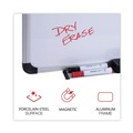 Office Jansan | Universal UNV43843 72 in. x 48 in. Deluxe Porcelain Magnetic Dry Erase Board - White Surface/Silver/Black Aluminum Frame image number 1