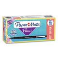 Office Jansan | Paper Mate 8430152 Medium 0.7 mm Point Guard Flair Felt Tip Porous Point Stick Pen - Black Ink, Black Barrel (1-Dozen) image number 0
