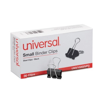 Universal Binder Clip Value Pack - Small, Black/Silver (36/Pack)