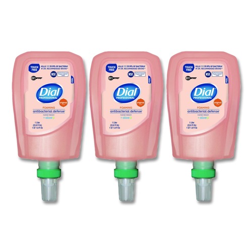 Soap Dispensers | Dial Professional 17000 16686 1 L Antibacterial Defense Foaming Hand Wash Refill for FIT X1 Touch Free Dispenser - Original Scent (3/Carton) image number 0