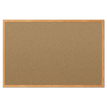 Mead 48 in. x 36 in. Economy Cork Board with Oak Frame - Tan Surface/Oak Finished Fiberboard (MDF) Frame