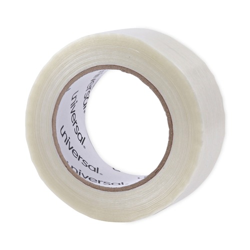 Office Jansan | Universal UNV30048 3 in. Core 48 mm. x 54.8 m. #120 Utility Grade Filament Tape - Clear (1-Roll) image number 0