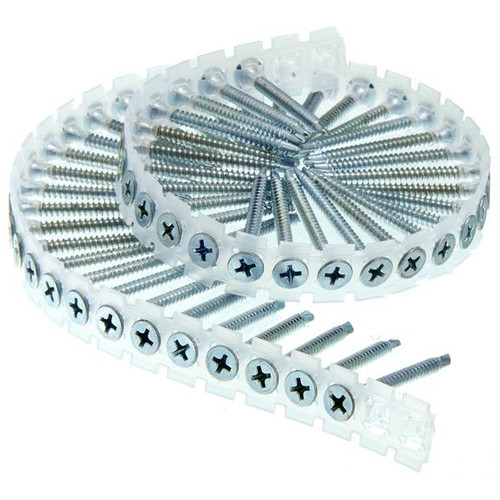 Collated Screws | SENCO 06C125CB 1-1/4 in. #6 Clear Zinc Drywall Screws (4,000-Pack) image number 0